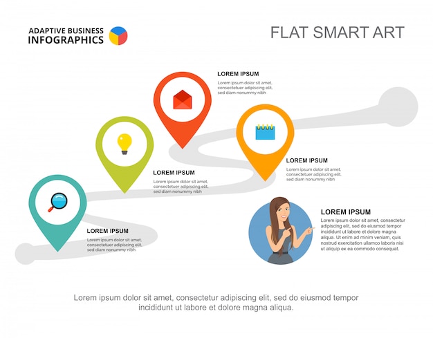 Vetor grátis modelo de fluxo de trabalho de quatro elementos para apresentação. visualização de dados corporativos.