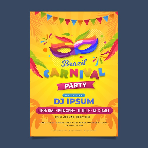 Modelo de flyer para carnaval brasileiro