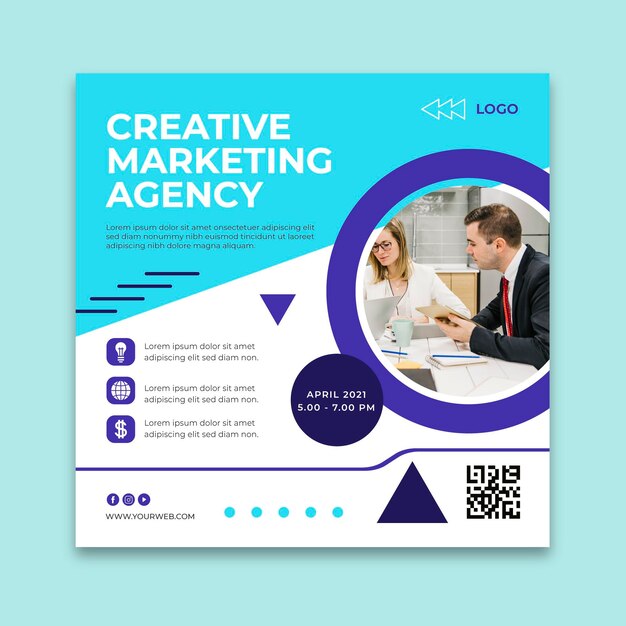 Modelo de flyer quadrado para agência de marketing
