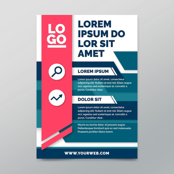 Vetor grátis modelo de flyer vertical com linhas geométricas