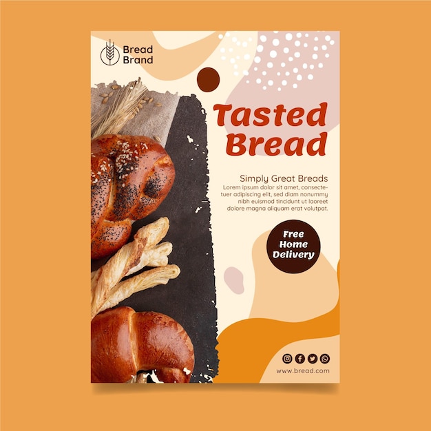 Modelo de flyer vertical de pão