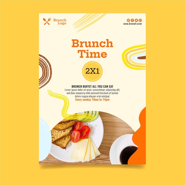 Modelo de flyer vertical para hora do brunch