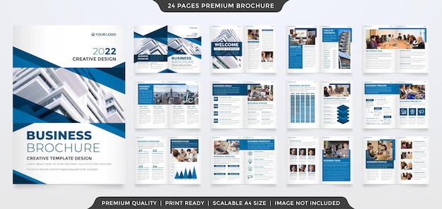 Modelo de folheto a4 com uso de estilo minimalista e abstrato para o relatório anual corporativo