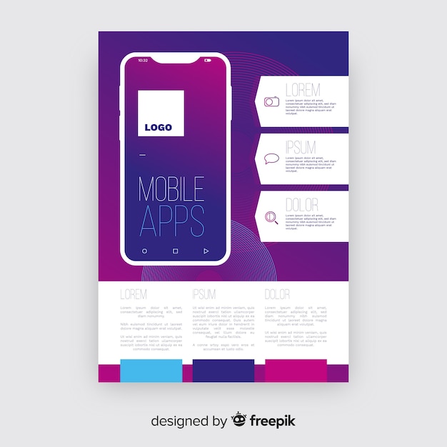Vetor grátis modelo de folheto de aplicativo móvel