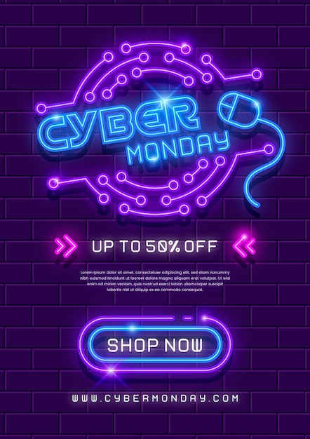 Vetor grátis modelo de folheto de cyber monday em design plano