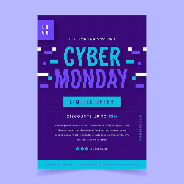 Vetor grátis modelo de folheto de cyber segunda-feira em design plano