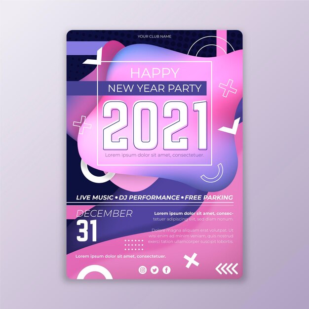 Modelo de folheto de festa abstrato de ano novo 2021