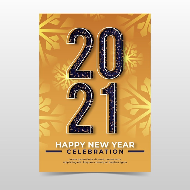 Vetor grátis modelo de folheto de festa de ano novo dourado 2021