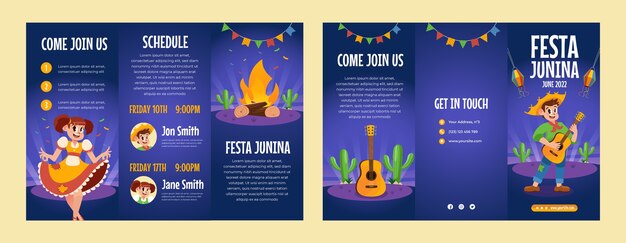 Modelo de folheto de festa junina desenhado à mão