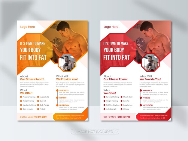 Modelo de folheto de ginásio fitness ou design de capa de brochura