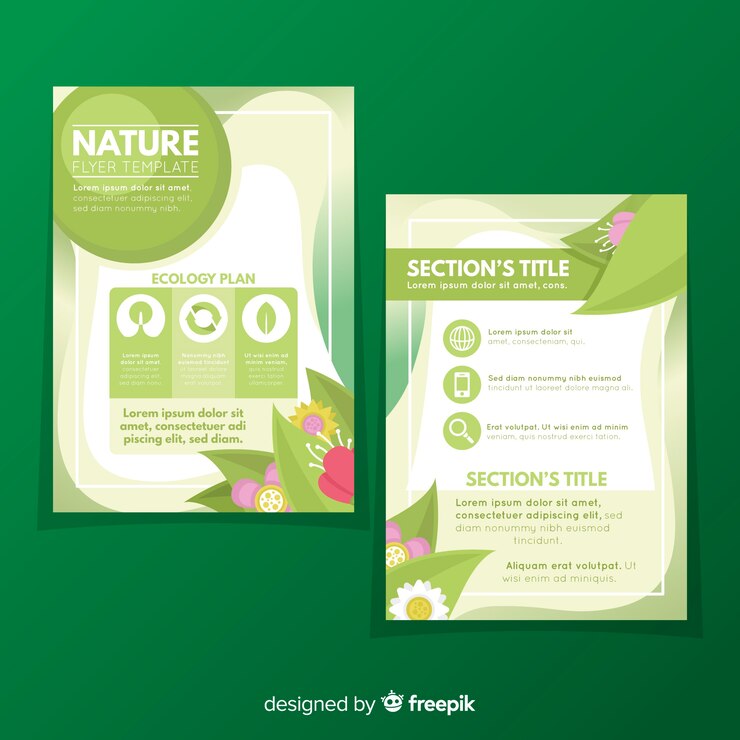 Vetor grátis modelo de folheto de natureza moderna com design plano