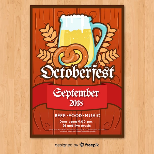 Modelo de folheto de oktoberfest moderno com design plano