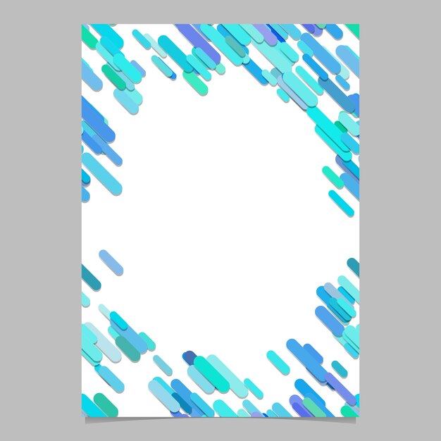 Modelo de folheto de padrão de listra diagonal arredondada e caótica abstrata - design de fundo de folheto de vetor em branco de listras de luz azul