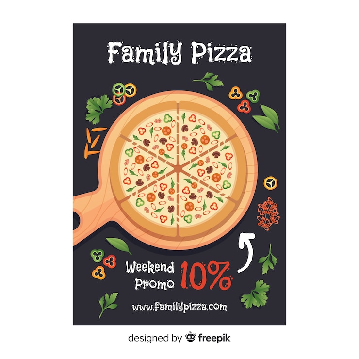 Vetor grátis modelo de folheto de pizza plana