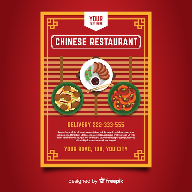 Modelo de folheto de pratos de comida chinesa