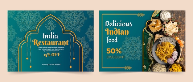 Modelo de folheto de restaurante indiano gradiente