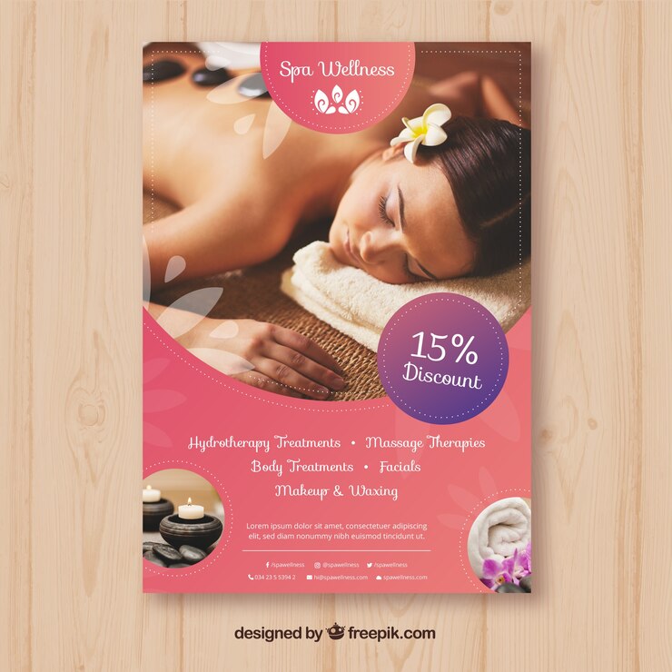 Vetor grátis modelo de folheto de spa com estilo elegante