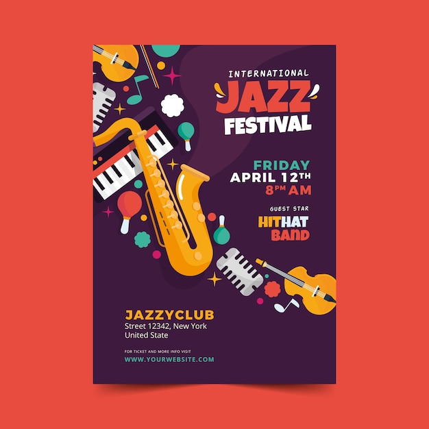 Modelo de folheto dia internacional do jazz plana