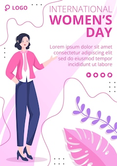 Modelo de folheto do dia da mulher ilustração plana editável de fundo quadrado adequado para mídia social, cartão de felicitações e anúncios na internet na web