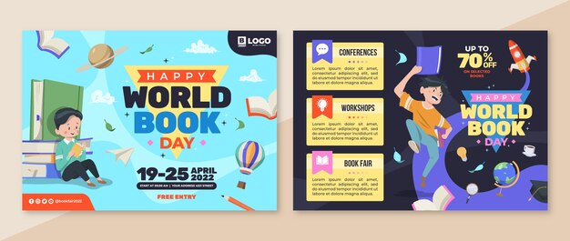 Modelo de folheto do dia mundial do livro plano