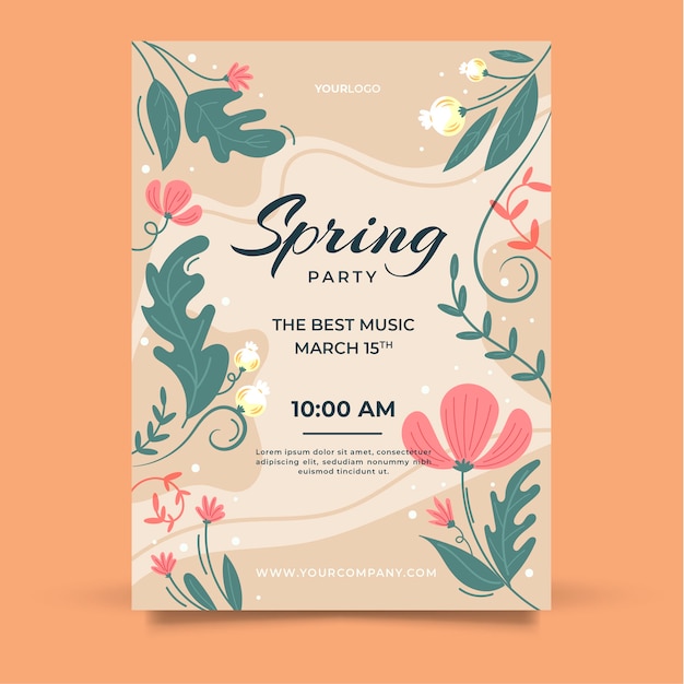 Modelo de folheto - festa da primavera desenhados à mão