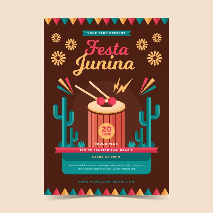Vetor grátis modelo de folheto - festa junina de design plano