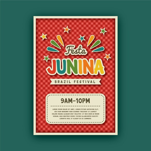 Modelo de folheto festa junina em design plano