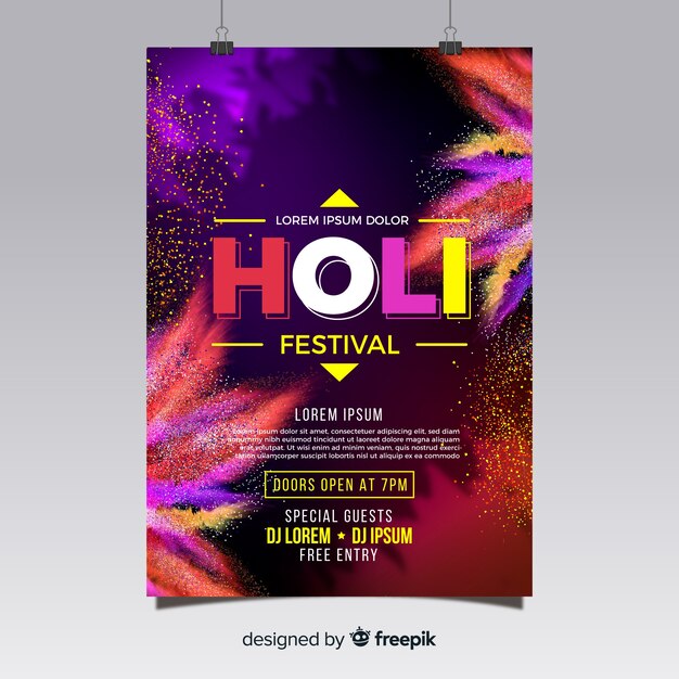 Modelo de folheto festival holi realista