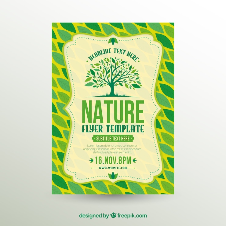 Vetor grátis modelo de folheto linda natureza com estilo moderno