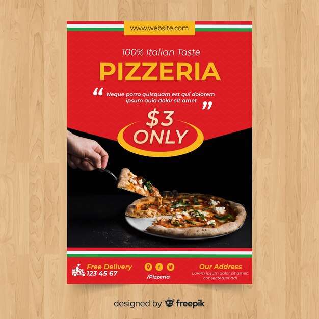 Modelo de folheto moderno restaurante pizza