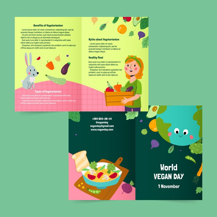 Vetor grátis modelo de folheto para celebração do dia mundial do vegano