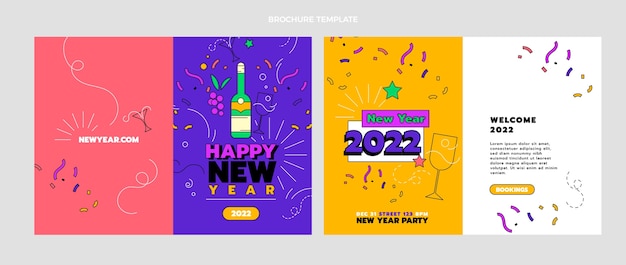 Vetor grátis modelo de folheto plano de ano novo desenhado à mão