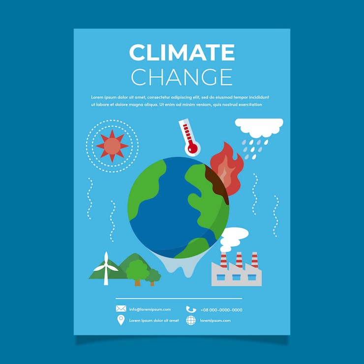 Vetor grátis modelo de folheto plano de mudança climática