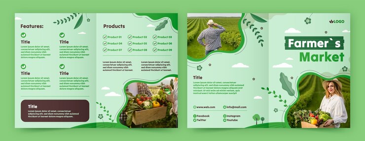 Vetor grátis modelo de folheto plano para agricultura e agricultura