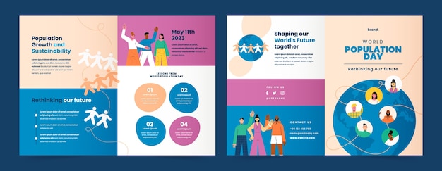 Modelo de folheto plano para conscientização do dia mundial da população