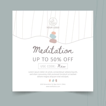 Modelo de folheto quadrado de meditação e atenção plena
