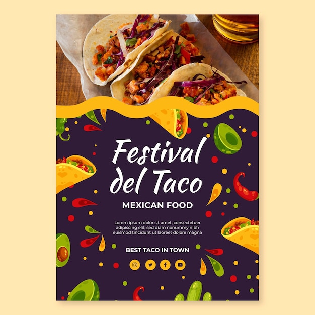 Modelo de folheto vertical de comida mexicana