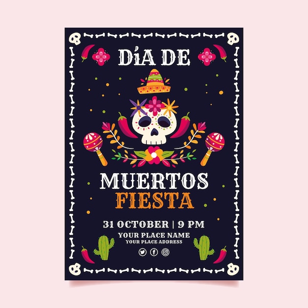 Modelo de folheto vertical de diâmetro plano de muertos