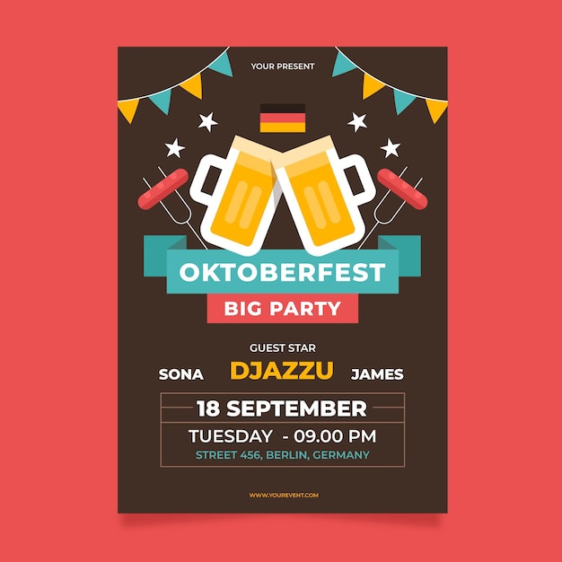 Modelo de folheto vertical flat oktoberfest