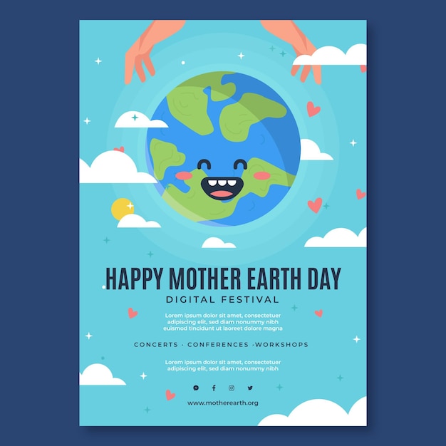 Modelo de folheto vertical para celebração do Dia da Mãe Terra