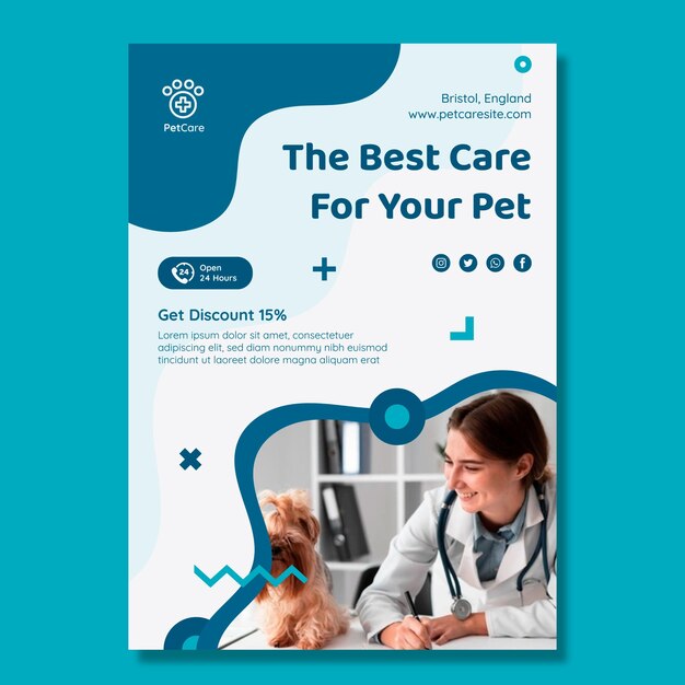 Modelo de folheto vertical veterinário