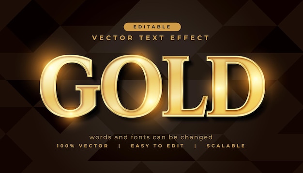 Vetor grátis modelo de fonte editável com efeito de texto dourado brilhante