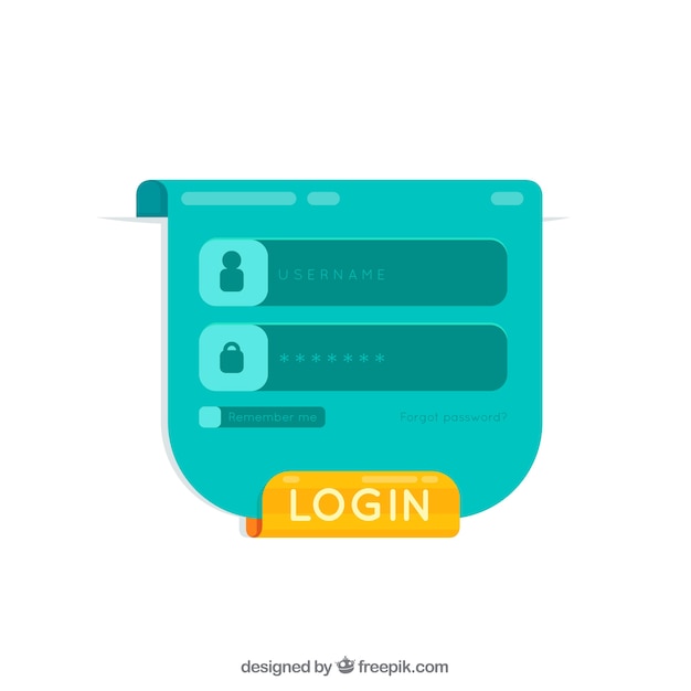 Vetor grátis modelo de formulário de login turquesa moderno