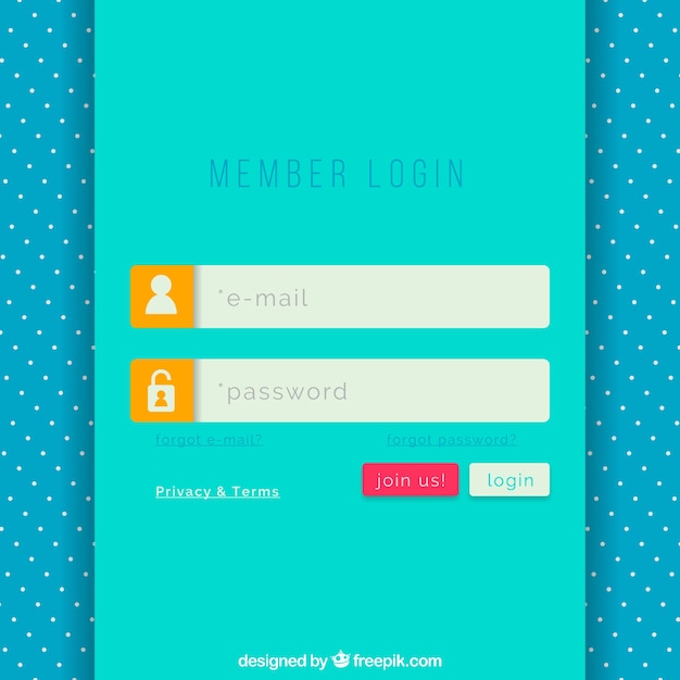 Vetor grátis modelo de formulário de login turquesa