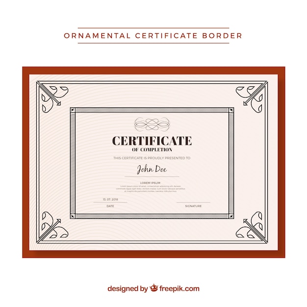Modelo de fronteira de certificado ornamental