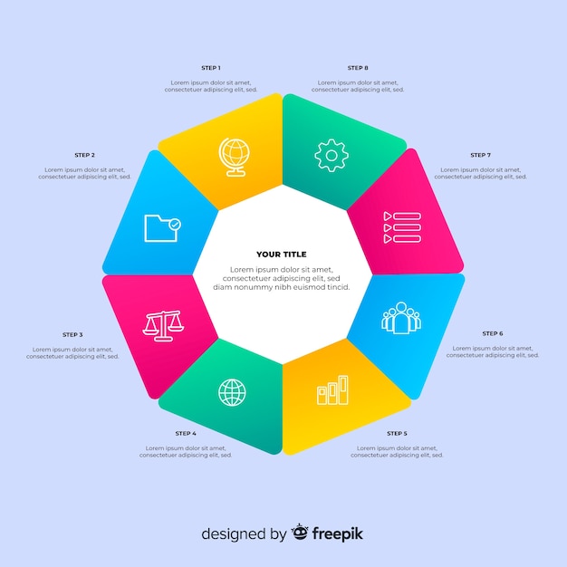 Modelo de gradiente colorido infográfico