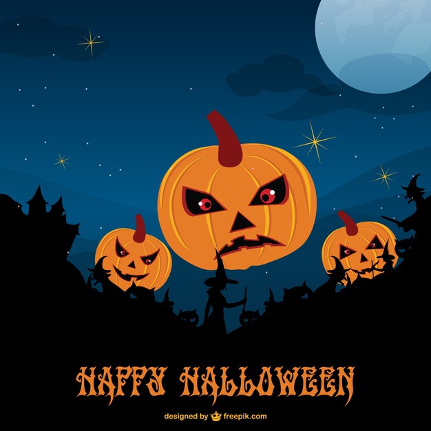 Modelo de halloween abóboras e bruxas más
