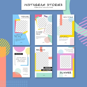 Modelo de histórias coloridas do instagram