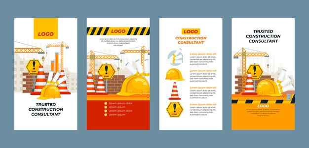 Modelo de histórias do instagram de construção desenhada à mão