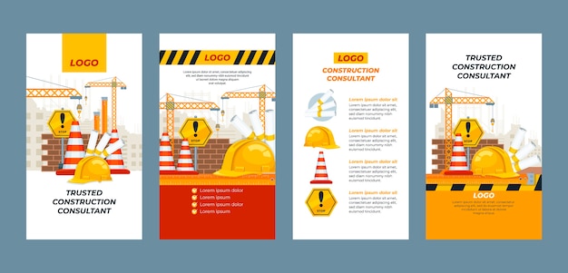 Modelo de histórias do instagram de construção desenhada à mão